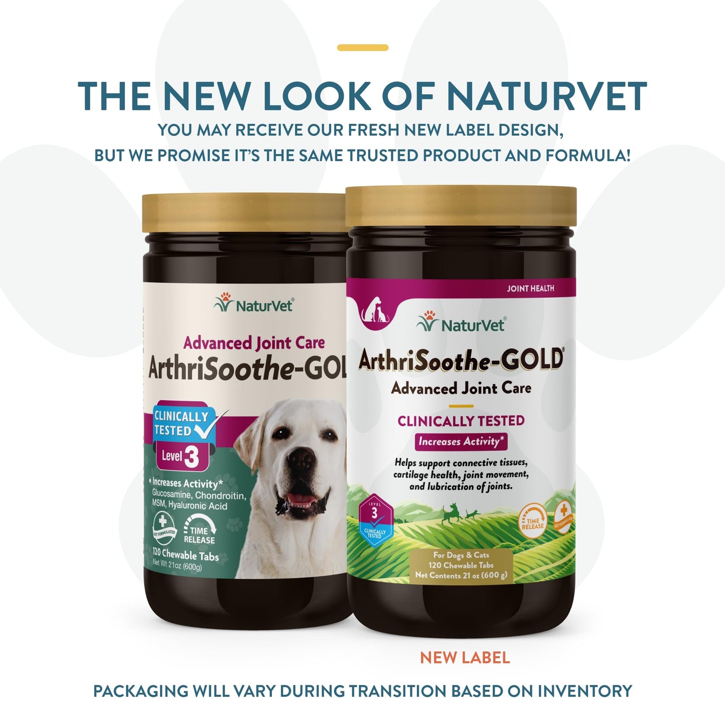 NaturVet – ArthriSoothe-GOLD – Level 3 Advanced Joint Care | Clinically Tested to Support Connective Tissue, Cartilage Health & Joint Movement | Enhanced with Glucosamine, MSM, Chondroitin & Green Lipped Mussel | For Dogs & Cats | 120 Chewable Tablets