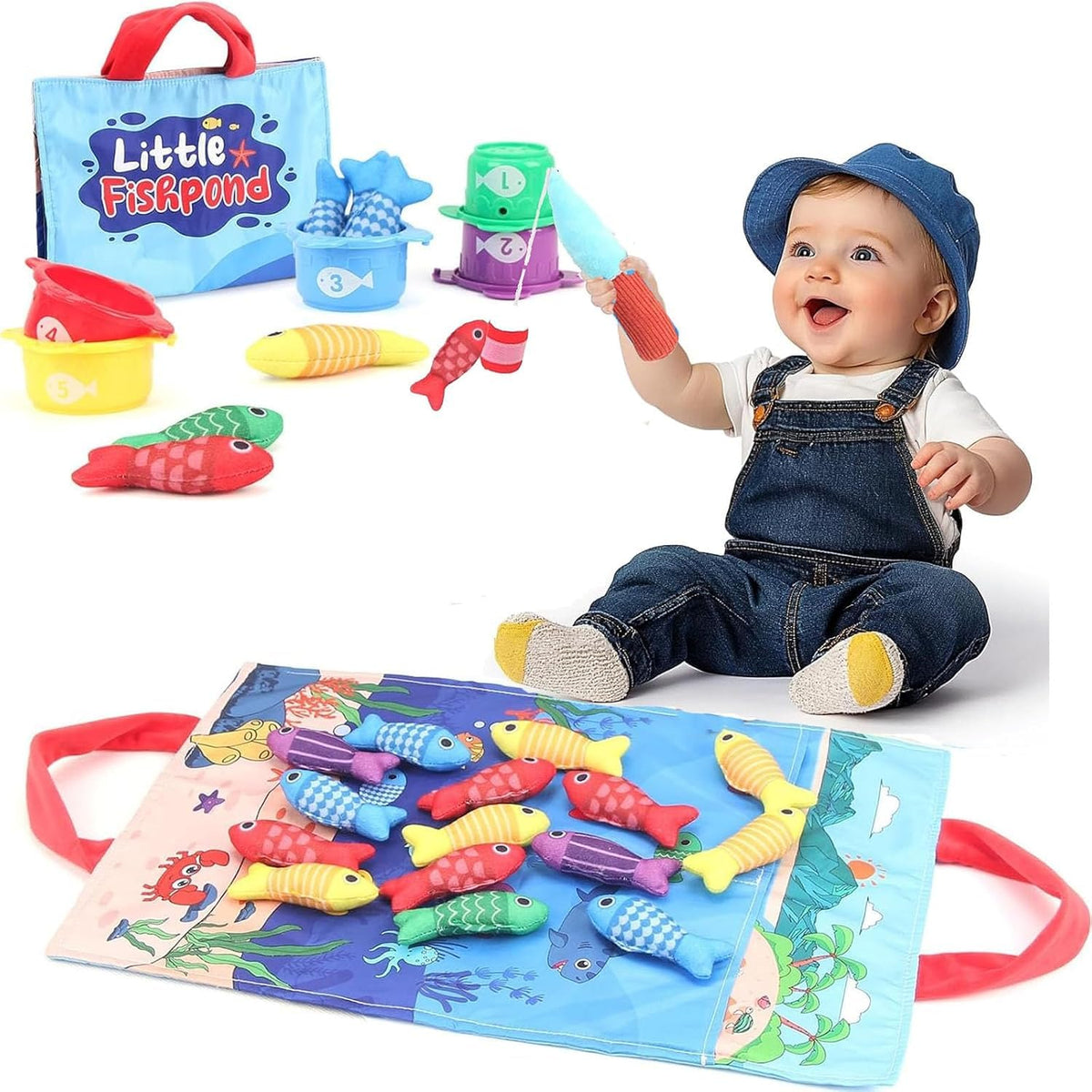 Baby Toys 6-12 Months-Mini Farm Animals Shape Sorter Toys with 6pc Stuffed Farm Animals Plush Toy,Rattle,Crinkle Paper,Mirror-Busy Montessori Toy for Babies,Sensory Toys for Toddlers 1-3 (Pilzhaus)