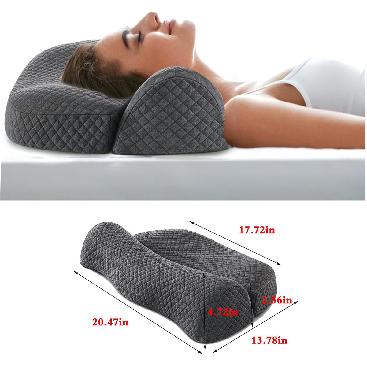 TERRIFI High Density Space Cervical Memory Foam Pillow, Contour Pillow for Neck and Shoulder Pain, Ergonomic Orthopedic Sleeping Support Pillow for Side, Back, and Stomach Sleepers