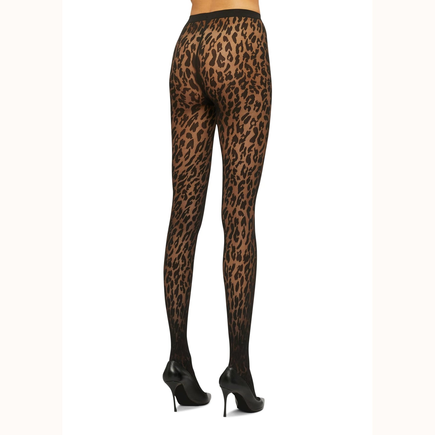 Wolford Josey Tights for Women Leo Design Sheer Opaque Animal-Inspired Print Knitted-in Waistband For Guaranteed Perfect Fit Black Small - Medaid International