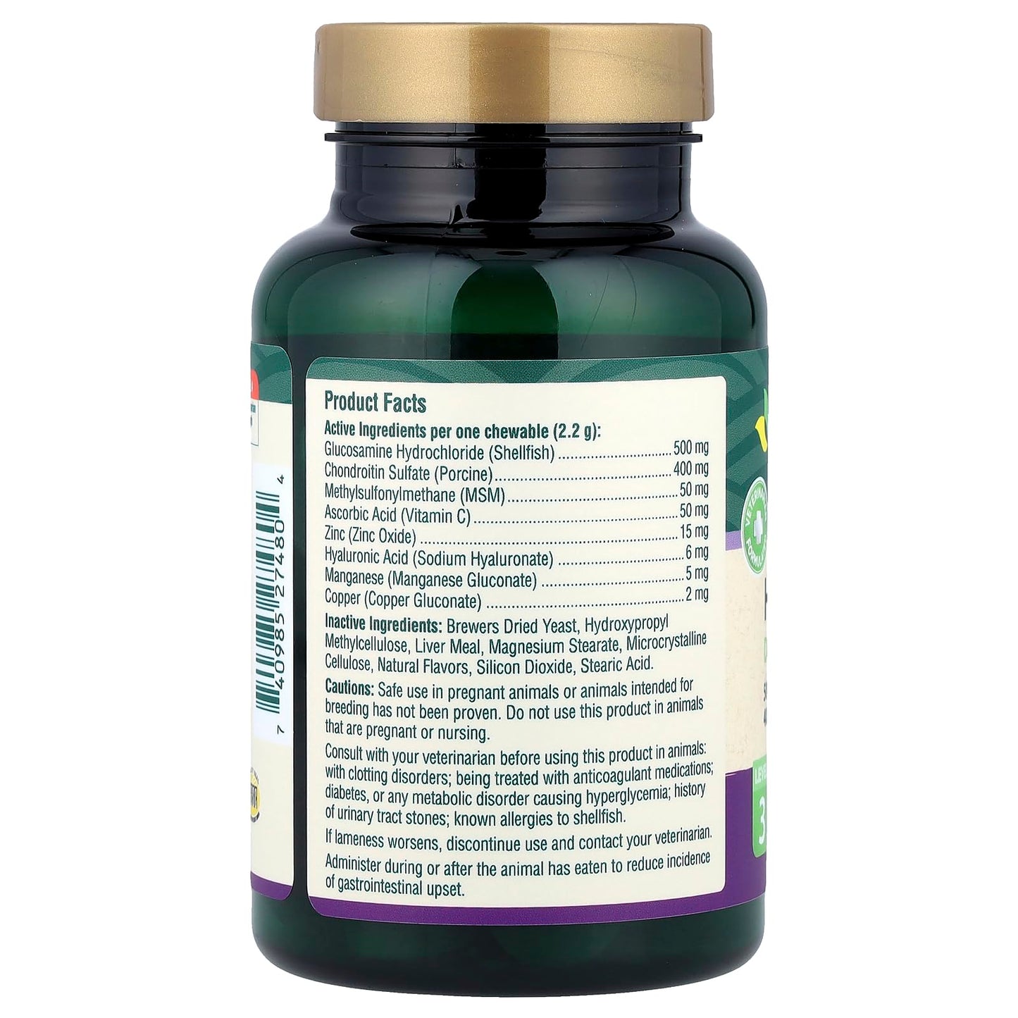 Petnc Level-3 Hip & Joint Health Supplement for Adult Dogs (45 Count), 500mg Glucosamine, 400mg Chondroitin, 50mg MSM, & 6mg Hyaluronic Acid, Includes Vitamin C & Manganese, Liver Flavor