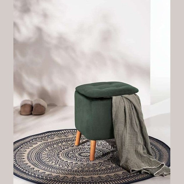 Velvet Green Stool With Storage by Wenko