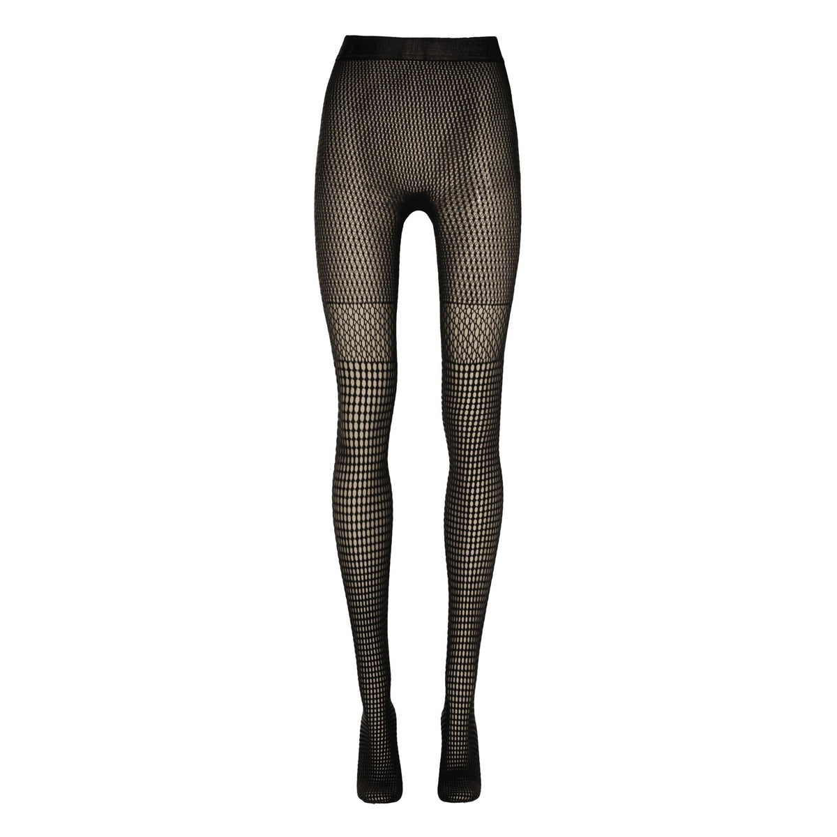 Wolford Mosaic Net Warp-Knit Tights for Women Seamless Geometric Pattern Hosiery with Stay-Up Effect Black Large - Medaid International