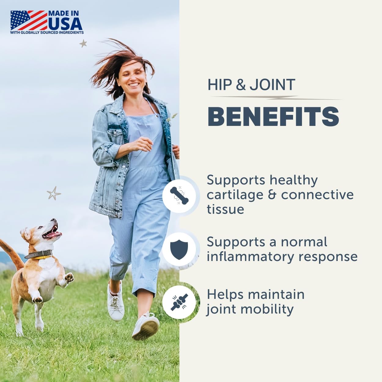 Four Leaf Rover Hip & Joint - Mobility & Joint Support with Glucosamine and Chondroitin for Dogs, 4.8 oz - 44 to 120 Day Supply, Depending on Dog’s Weight - Vet Formulated - Easy to Mix - Delicious