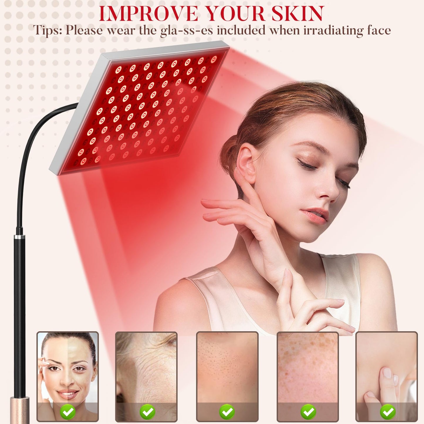 Red Light Therapy for Body: Infrared Light Therapy Panel Lamp with Stand, 660nm Deep Red and 850nm Near Infrared LED Device at Home for Face and Body - Medaid International