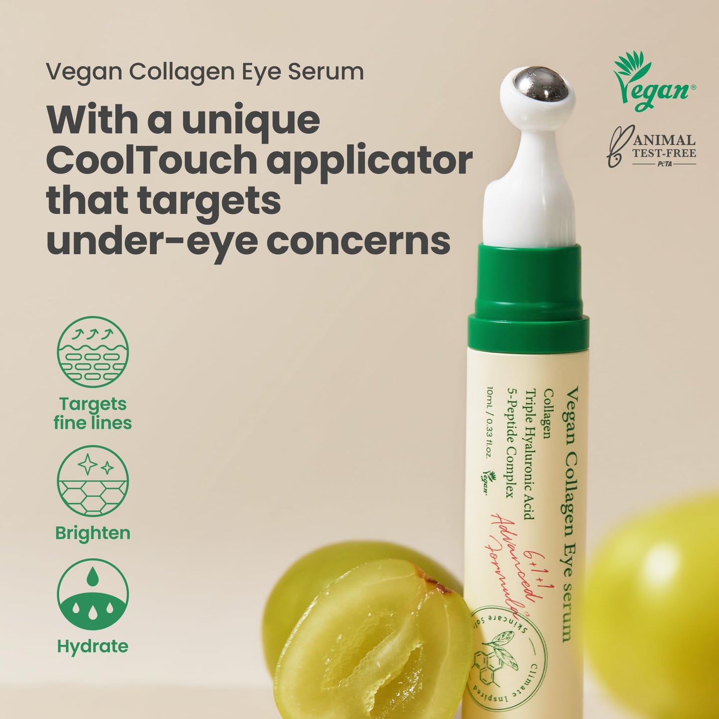 AXIS-Y Vegan Collagen Eye Serum - K Beauty Triple Hyaluronic Acid & Peptide Collagen Serum Improve Skin Elasticity, Reduce Fine Lines & Dark Circles - Vegan Korean Skin Care Eye Cream - 0.33 fl. oz. - Medaid International
