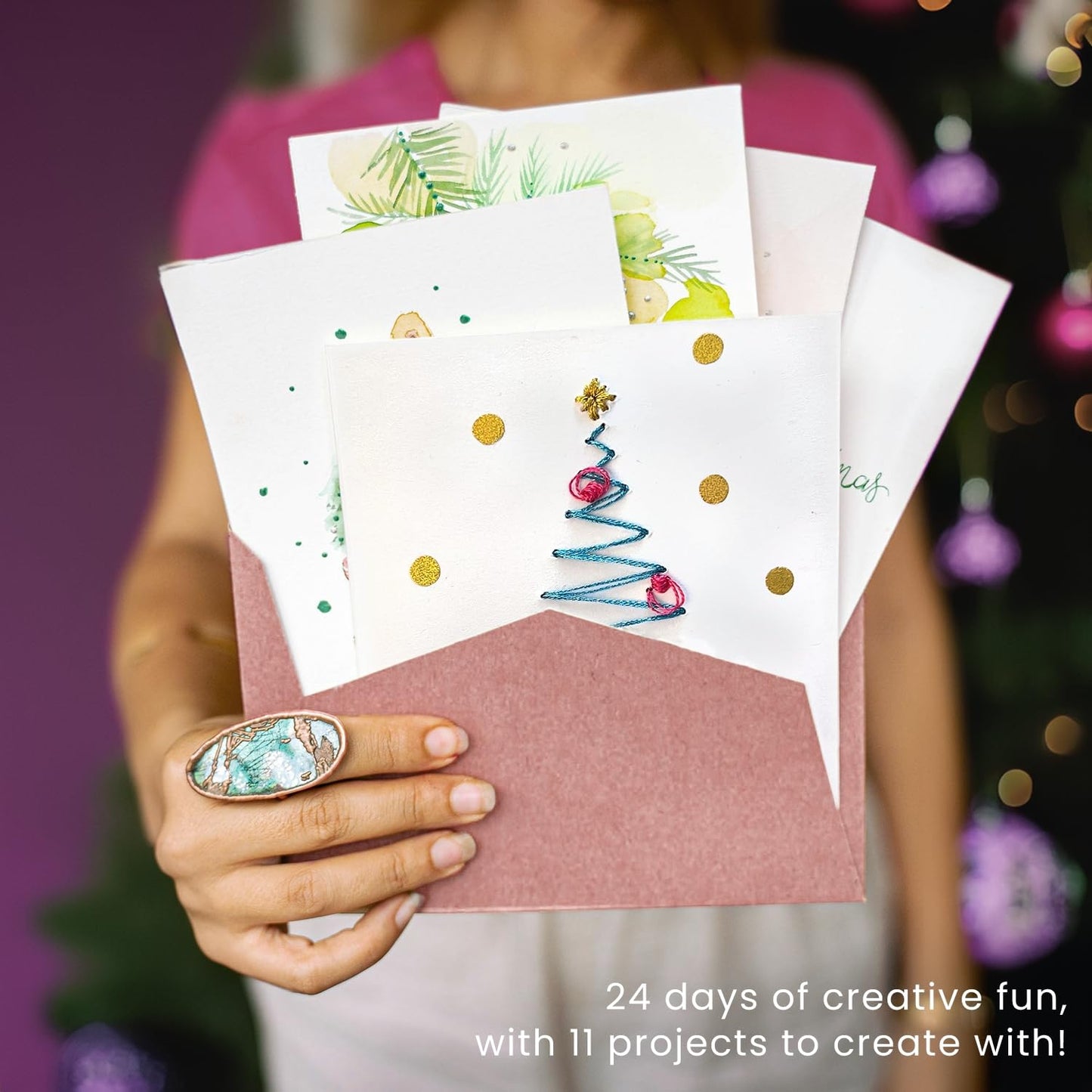 ARTEZA Craft Advent Calendar, 24-Day DIY Art Kit with Supplies & Projects, Curated by Lauren Quigley, Holiday Gift for Adults, Crafters & Artists - Medaid International
