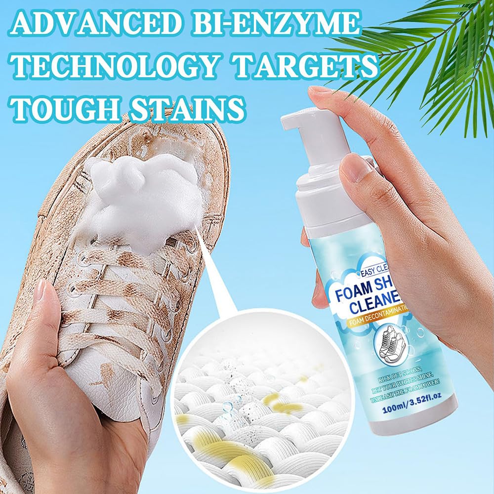 Shoe Cleaner Kit, White Sneakers Cleaner with Brush and Towel, 6.76 Oz, Removes Dirt and Stains from Leather, Knit, Boots, Canvas, Suede, PU