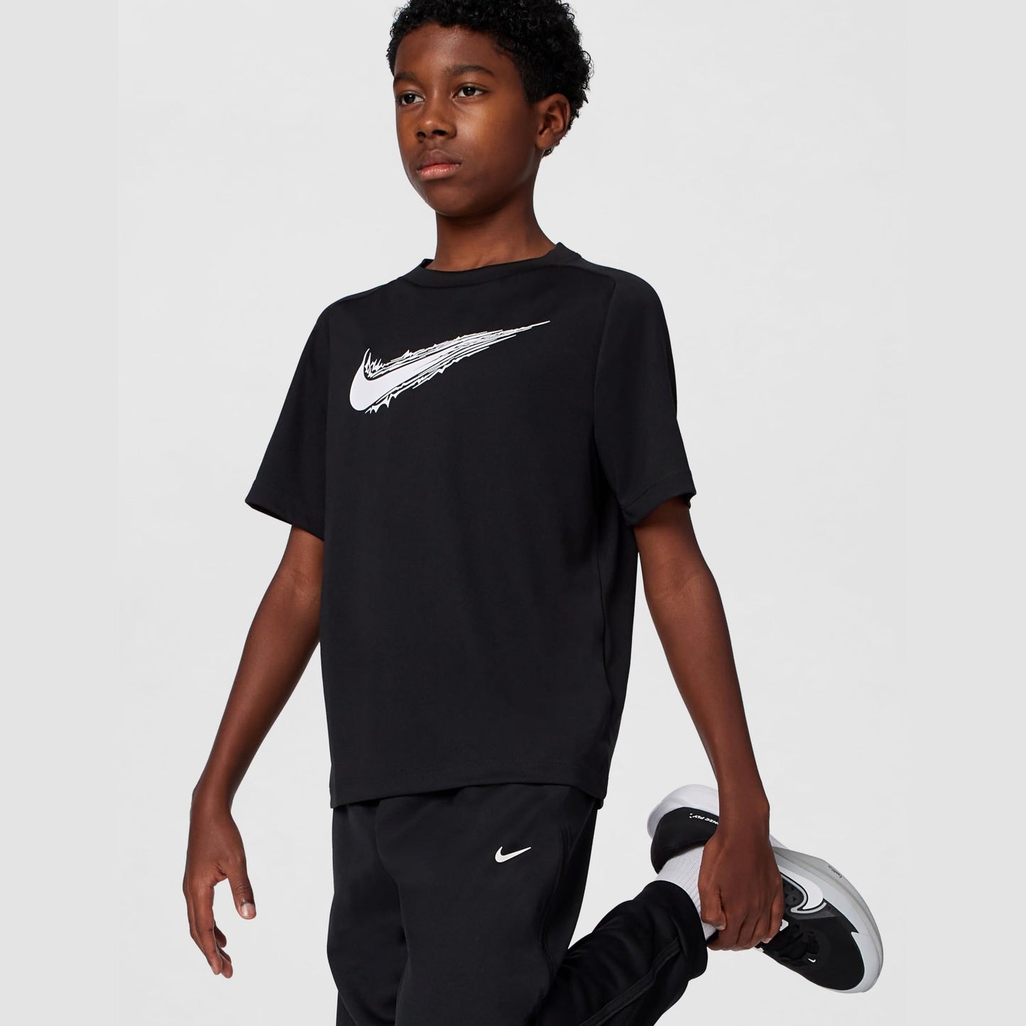 Nike Kid's Multi Dri-Fit Short-Sleeve Top, Black/White, Large - Medaid International