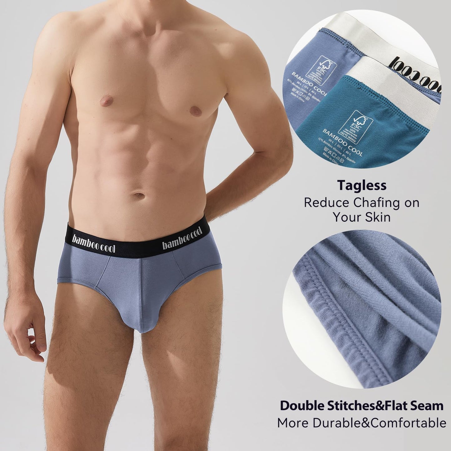BAMBOO COOL Men's Underwear Briefs Soft Breathable Briefs Underwear Contour Pouch No Fly Men's Briefs - Medaid International