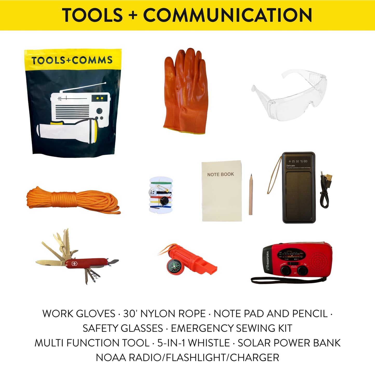 Complete Earthquake Bag - Emergency Kit for Earthquakes, Hurricanes, Wildfires and Other Disasters - Built for 2 Person for a 3 Day Period