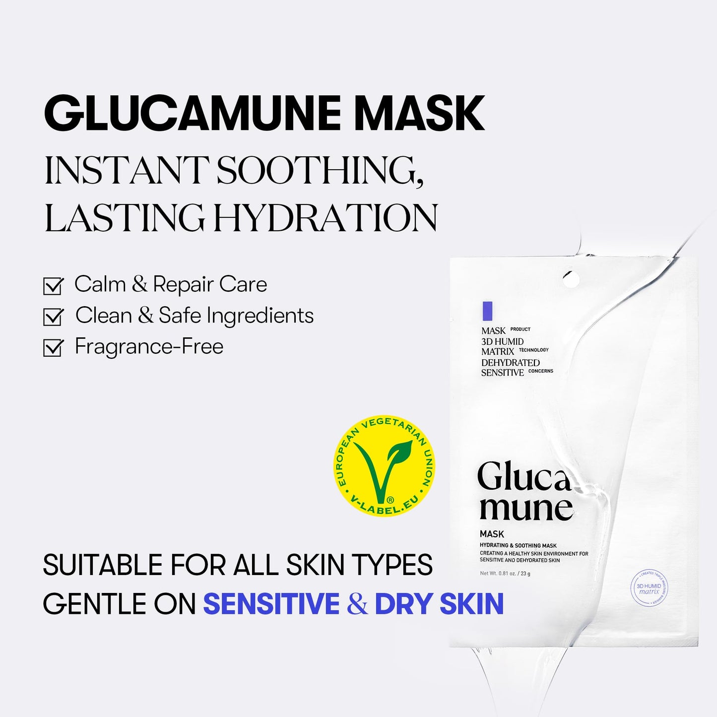 VT COSMETICS Glucamune Mask, Hydrating Vegan Sheet Mask for Face, Hypoallergenic, Fragrance-Free, for Dry & Sensitive Skin, Beta-Glucan, Glucosamine, Glass Skin Glow, Korean Skincare (10 pcs) - Medaid International