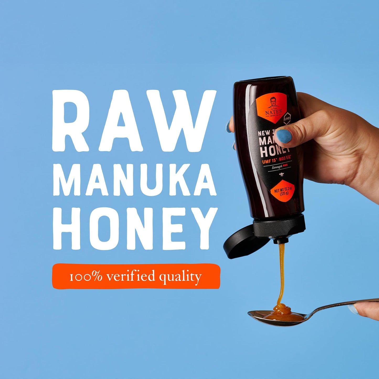 Nate's Raw Manuka Honey New Zealand MGO 512+ | UMF Certified 15+ | 13.2 oz Squeeze Bottle - Medaid International