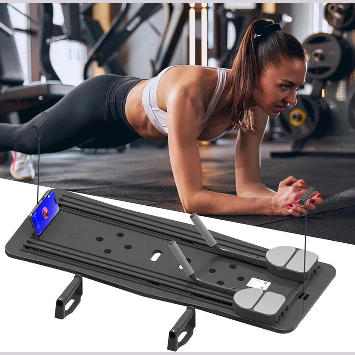 Foldable Pilates Reformer Machine – Multifunctional Home Fitness Board with Ab Roller