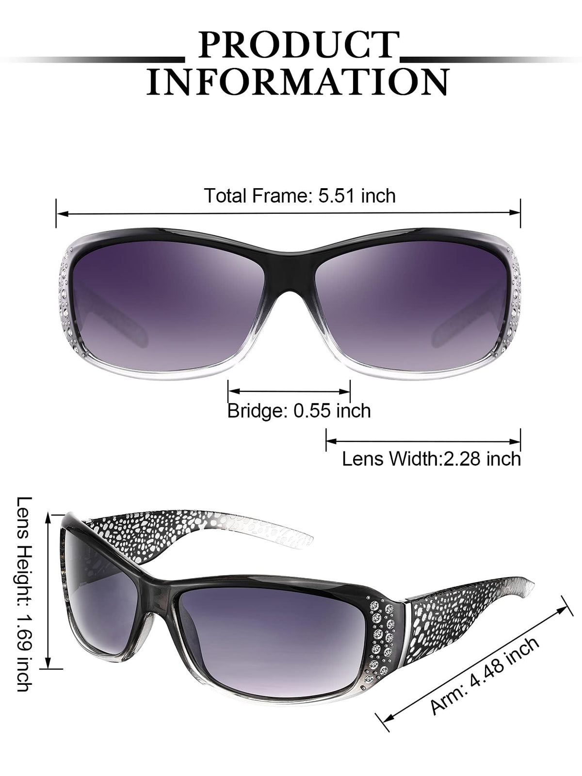 TERRIFI 3 Pairs Rhinestone Sunglasses Women Men Retro Wrap Around Glasses Crystal Oversized Trendy Bling Vintage Sunglasses