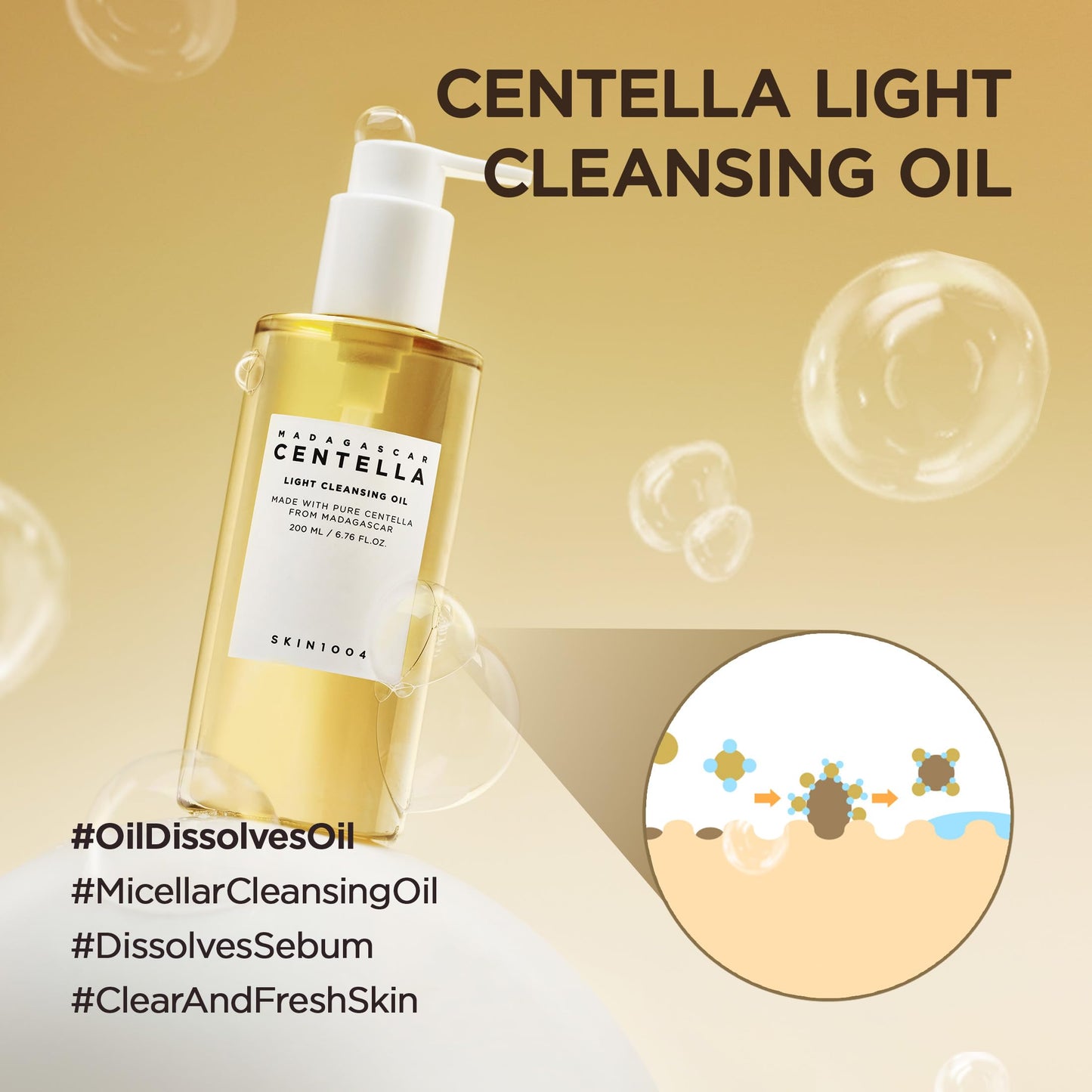 SKIN1004 Madagascar Centella Light Cleansing Oil 6.76 fl.oz, 200ml | Gentle Oil Cleanser for Face, Korean Facial Cleanser, Double Cleansing - Medaid International