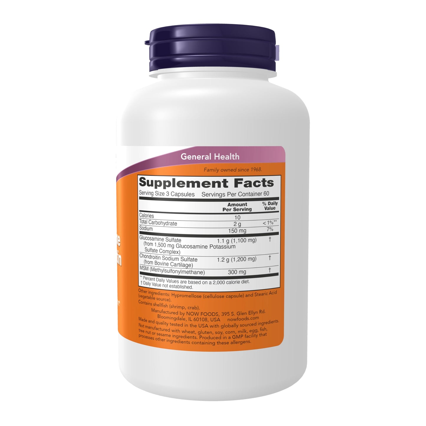 NOW Foods Supplements, Glucosamine & Chondroitin with MSM, Joint Health, Mobility and Comfort*, 180 Veg Capsules - Medaid International