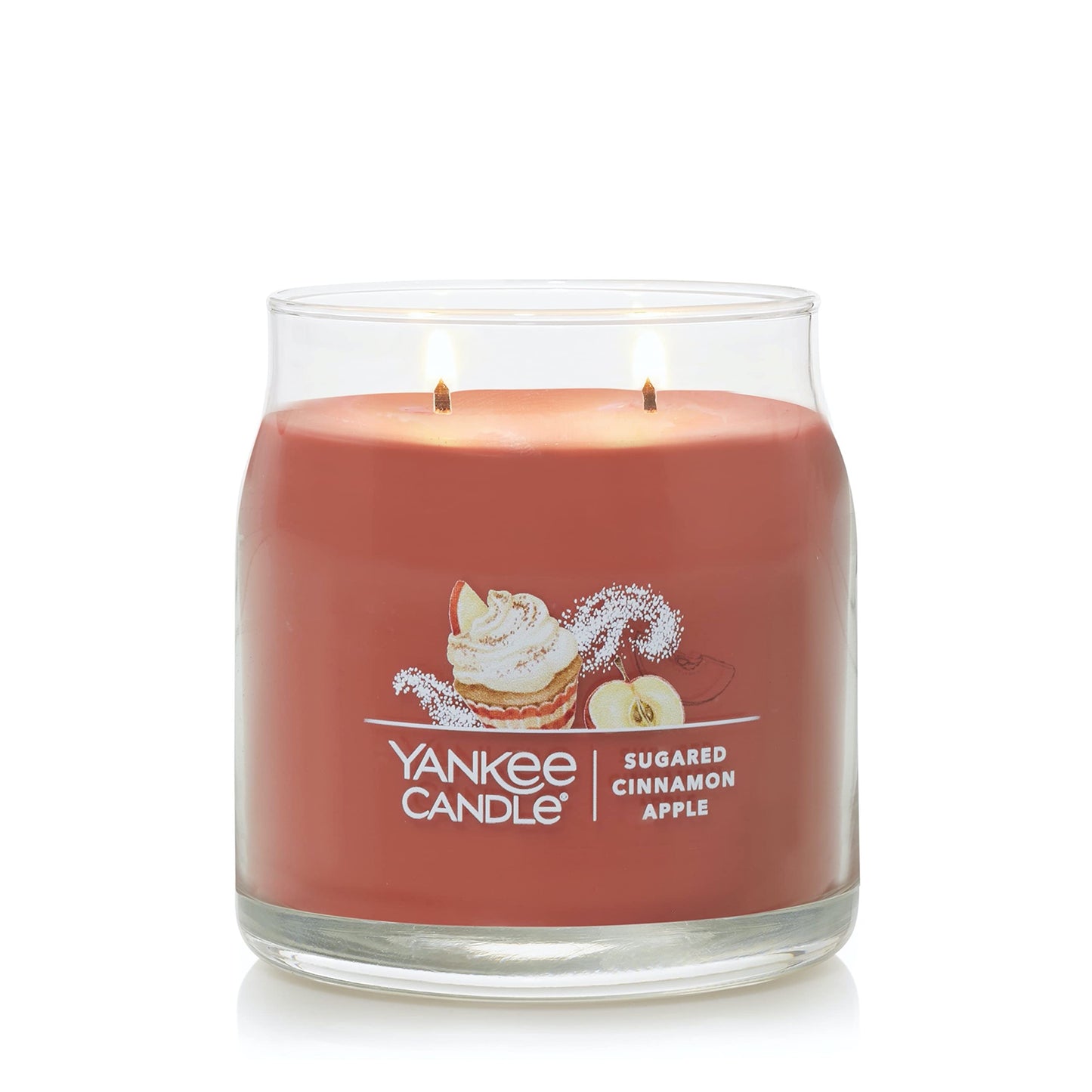 Yankee Candle Sugared Cinnamon Apple Scented, Signature 13oz Medium Jar 2-Wick Candle, Over 35 Hours of Burn Time - Medaid International