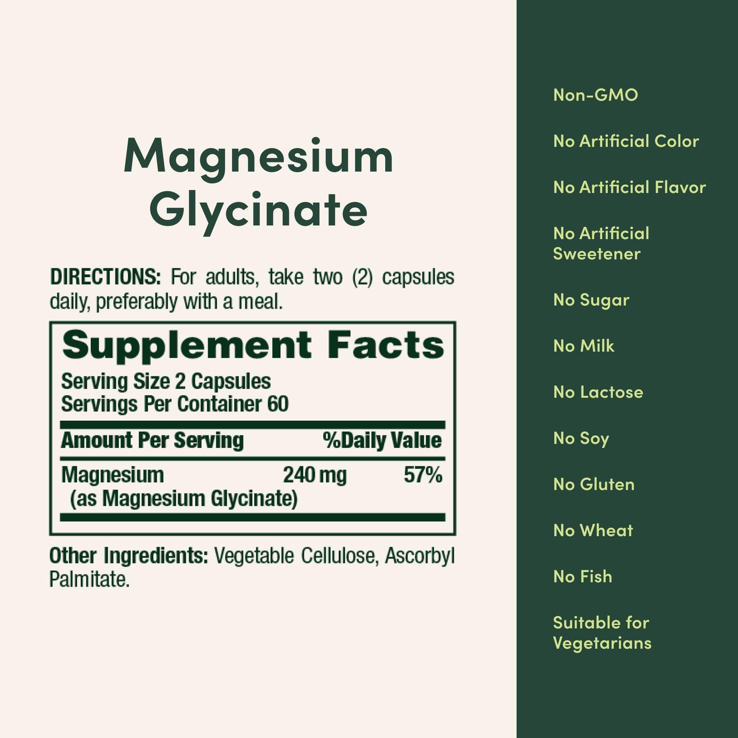 Nature’s Bounty High Absorption Magnesium Glycinate 240 mg for Supporting Muscle Relaxation and Bone, Heart & Nerve Health – Non-GMO, Gluten-Free, Vegetarian, 120 Count/60 Servings - Medaid International