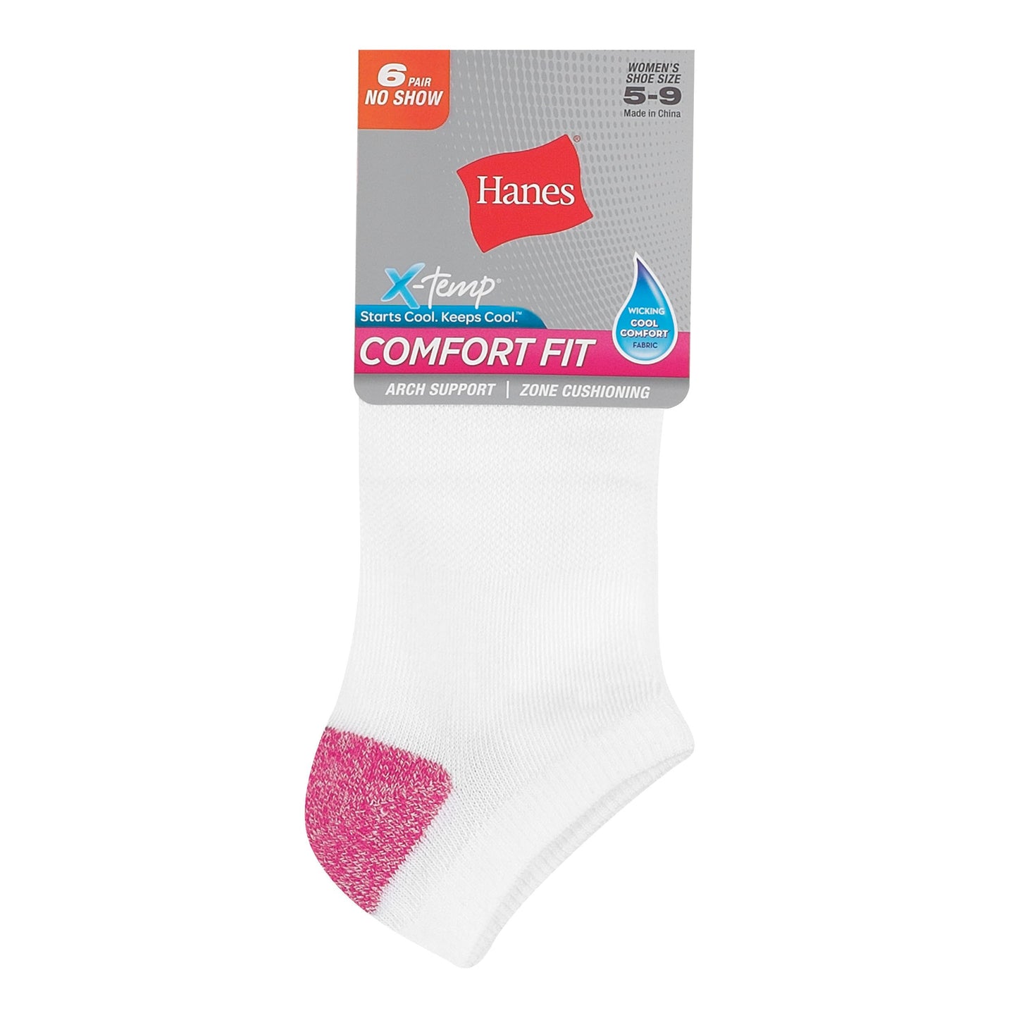 Hanes womens 6-pair Comfort Fit No Show fashion liner socks, White With Color Heel & Toe, 5 9 US - Medaid International
