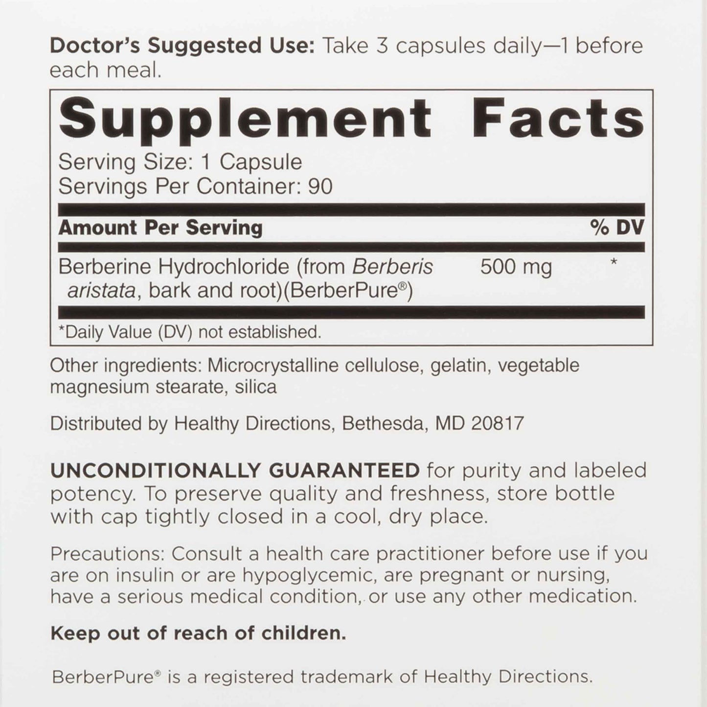 DOCTORS' PREFERRED Berberine Clinical Grade Supplement - Doctor Formulated | 1500 mg per Daily Serving | 90 Count - Medaid International