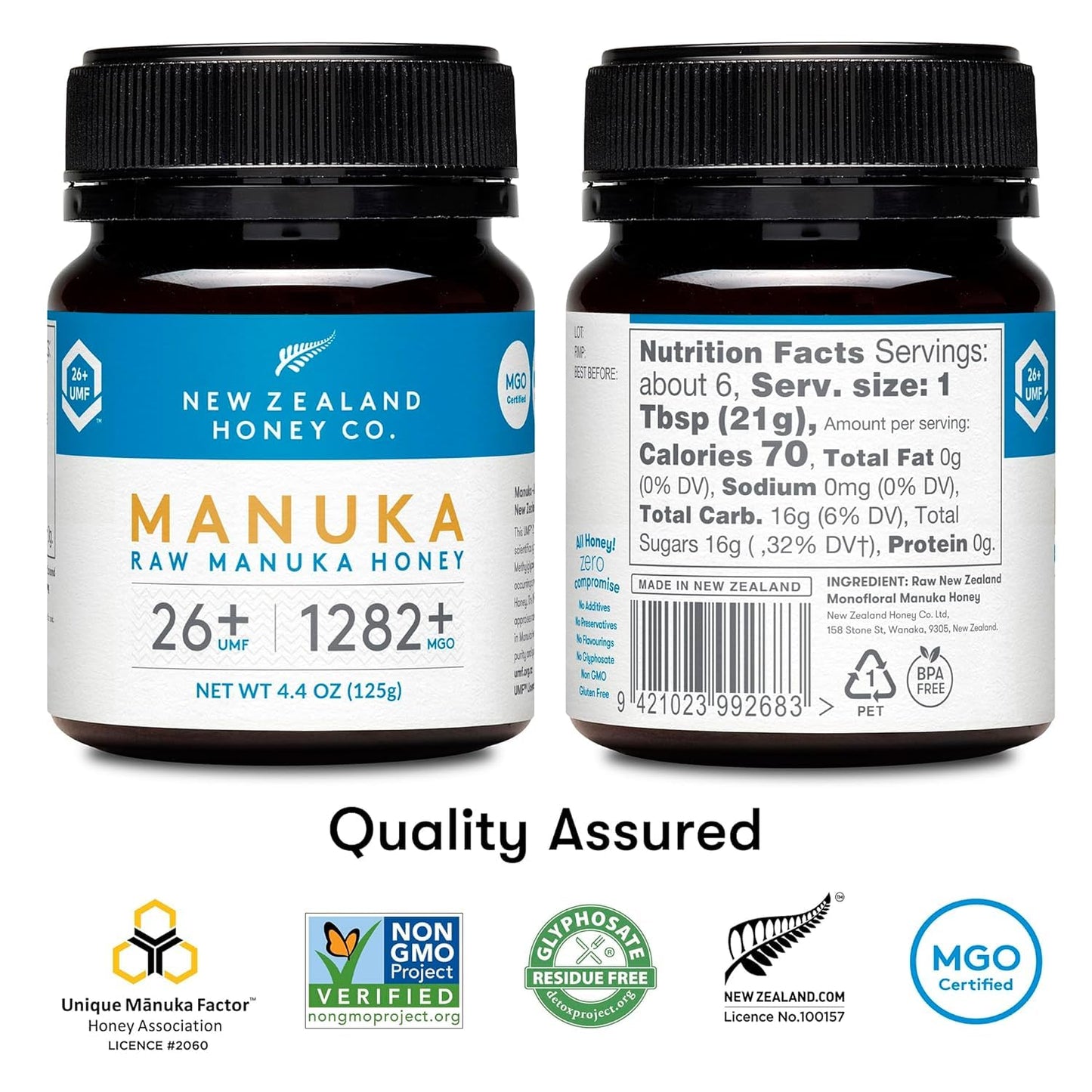 New Zealand Honey Co. Raw Manuka Honey UMF 26+ | MGO 1282+, UMF Certified /4.4oz - Medaid International