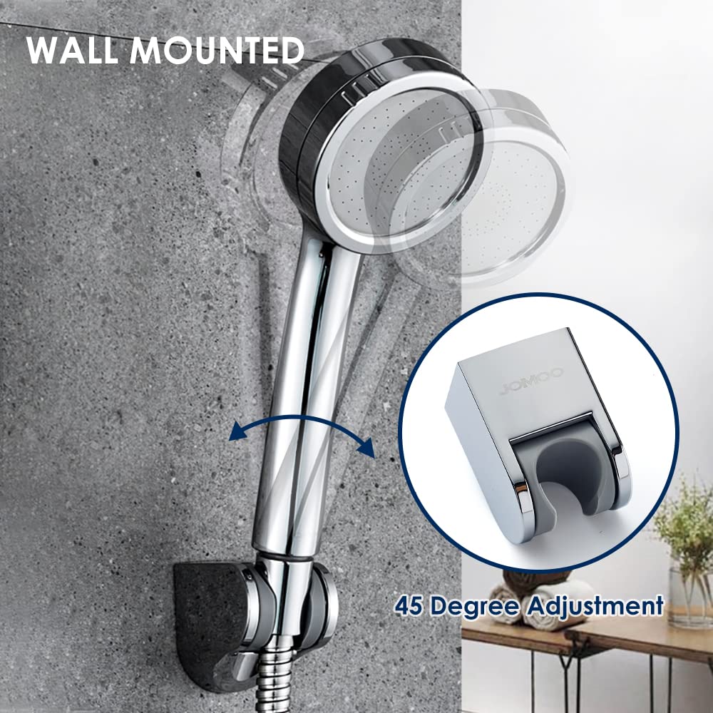 JOMOO Shower Head Holder, Adjustable Shower Head Holder Shower Mounting Brackets Handheld Shower Wand Bracket Shower Wall Mount Holder Chrome Finish