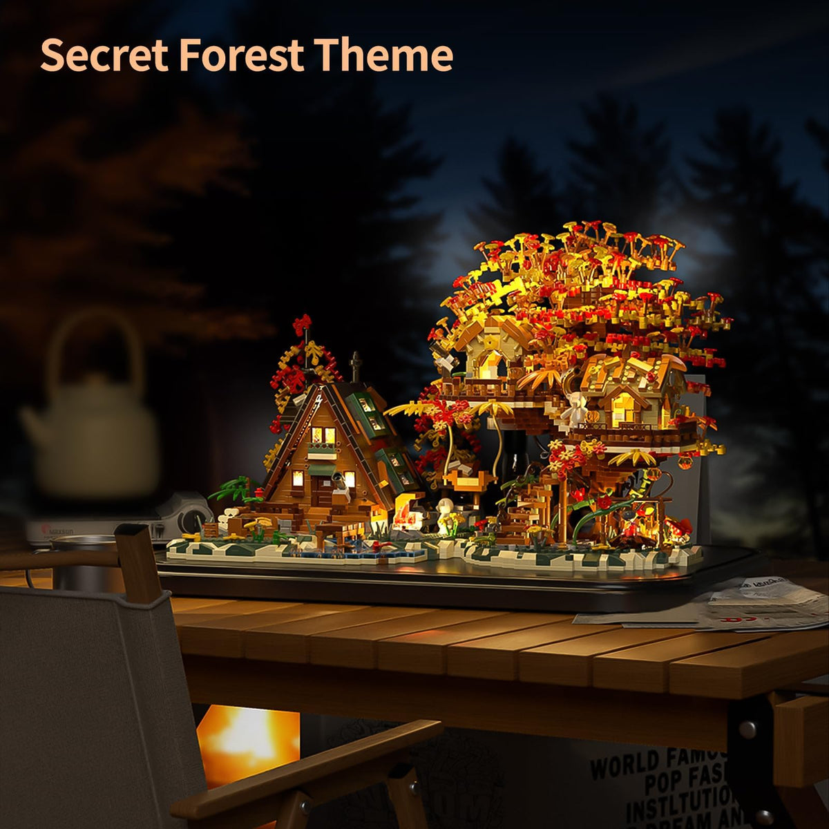 KASTWAVE Treehouse Building Blocks Set with LED Lights, Akino Forest Style Building Toy Kit, Miniature Tree House Model Decor, Ideal Birthday for Age8+ Kids Adults (2725PCS Micro Bricks)