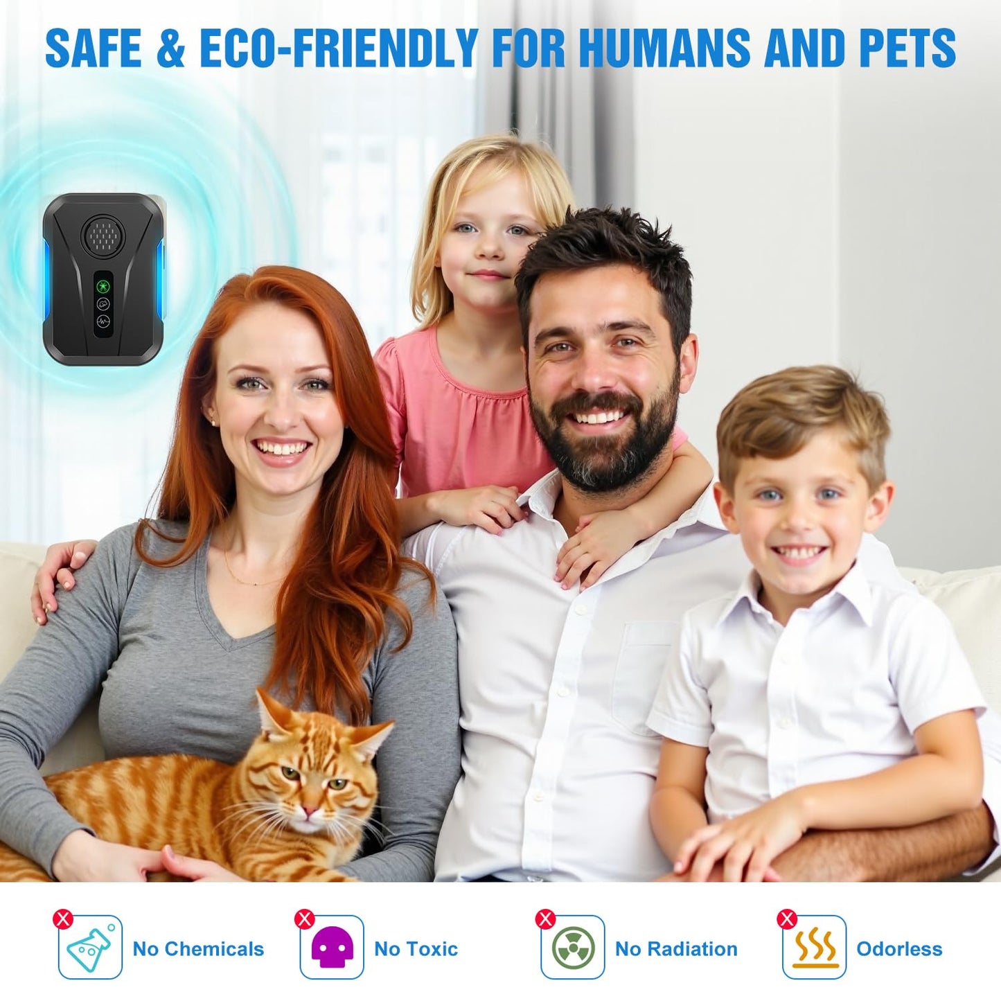 Upgraded Ultrasonic Repellent Plug in Indoor Pest Control Repellent for Mouse, Bugs, Spiders, Rodent, Roaches, Ant, Flea,Mosquito Repellent 3 Mode Switching, 6 Packs - Medaid International