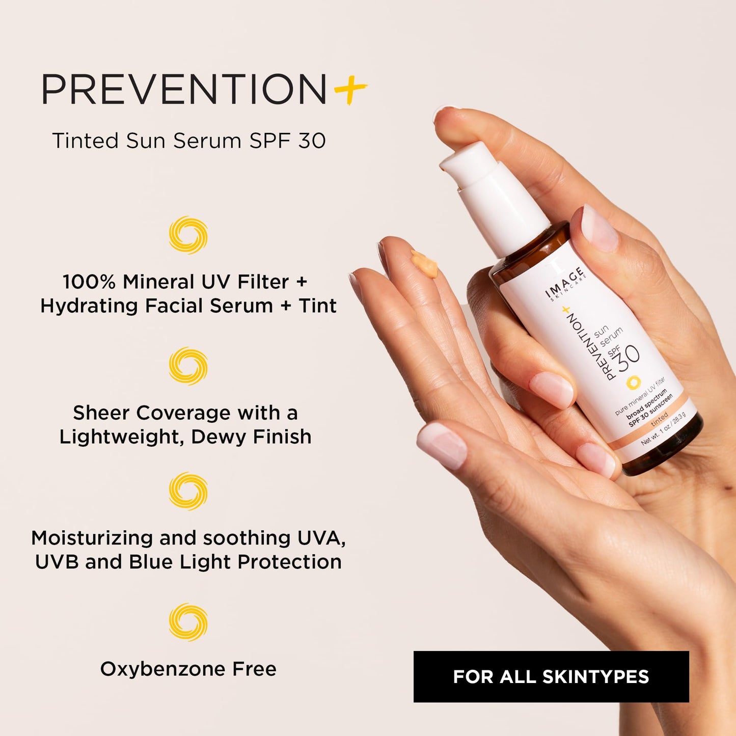IMAGE Skincare, PREVENTION+ Sun Serum SPF 30 Mineral Sunscreen for Face, Non Comedogenic, Wear Under Makeup, Perfect Travel Size, Tinted 1.0 oz - Medaid International