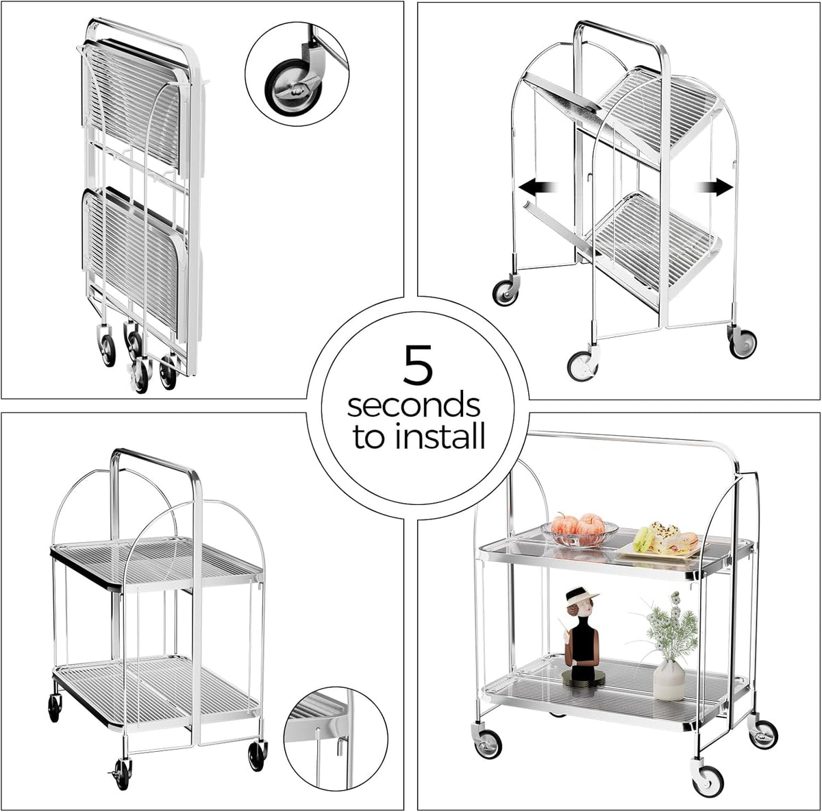 Folding Kitchen Trolley