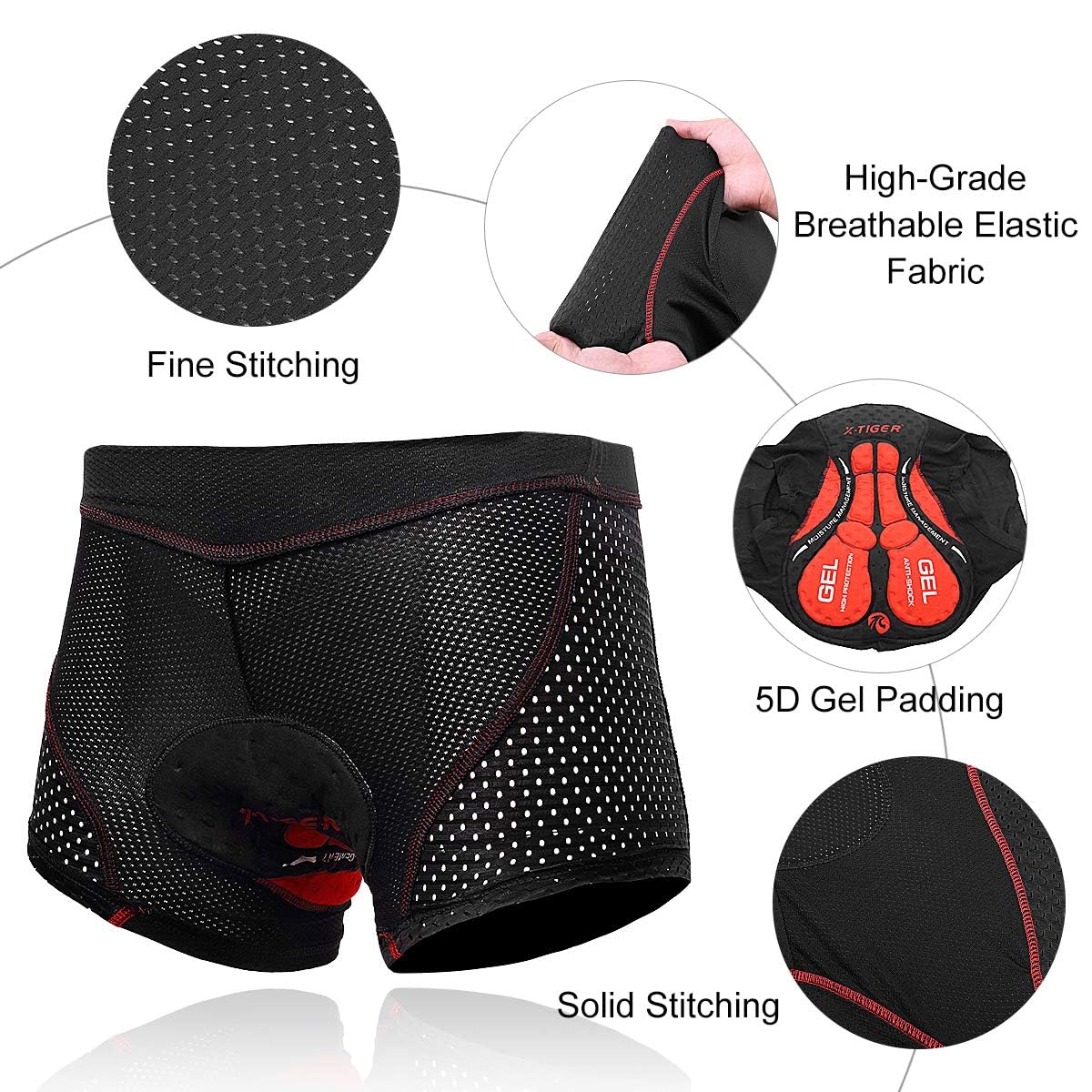 TERRIFI Men's Cycling Shorts 5D Padded, Loose-fit MTB Biking Shorts Pants, Suitable for Men Zipper Pockets, Adsorbent Design (XL)