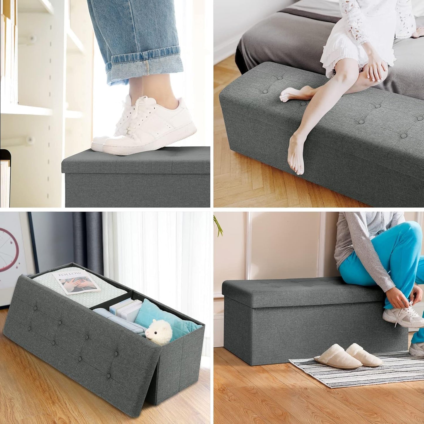 WOLTU Footstool Storage bench (SH11DGR_1)