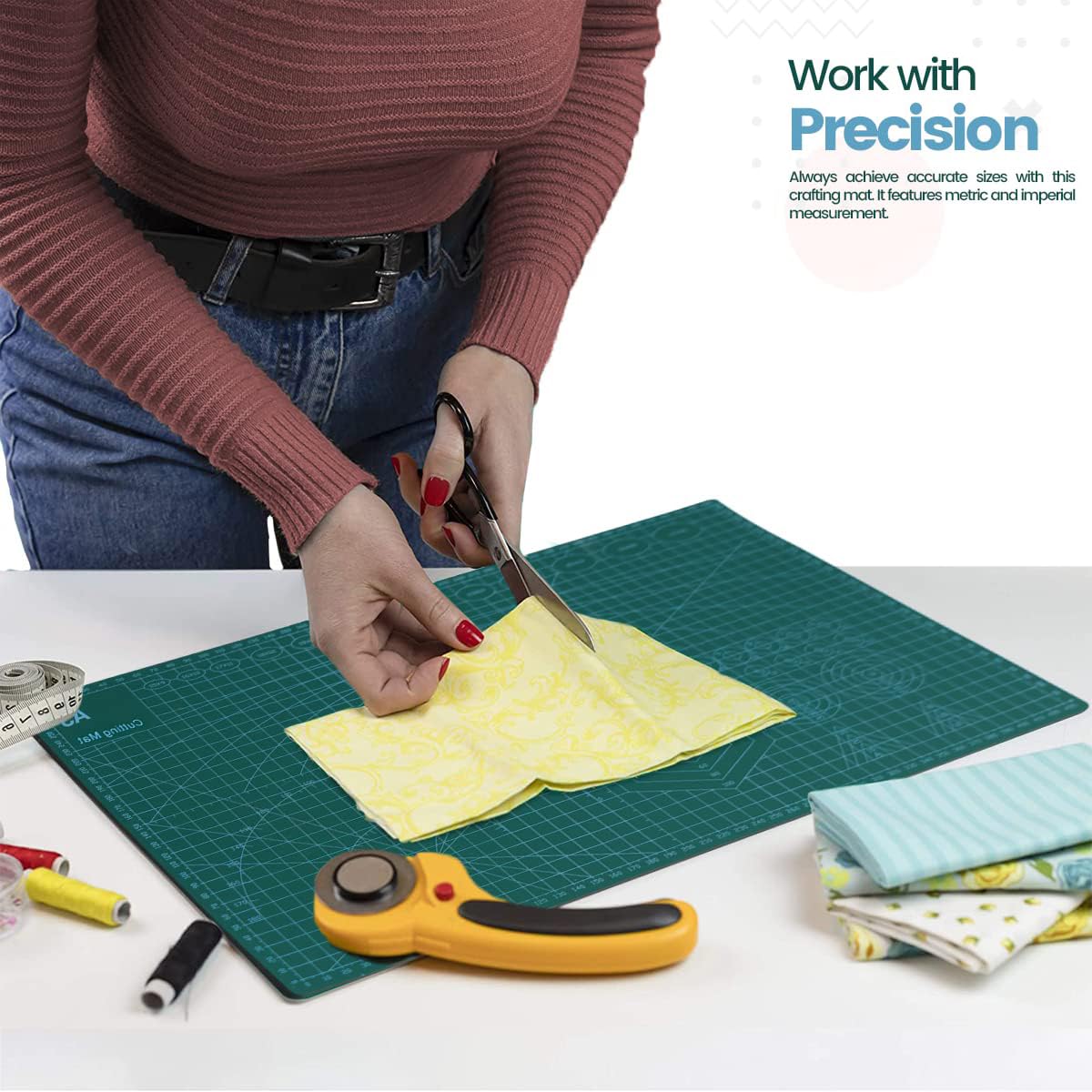 TERRIFI Cutting Mat Craft Mat, Self-Healing Craft Cutting Mat, Accurate Guide Grid Lines Design for Cutting Fabric, for Arts and Crafts, Sewing, Quilting and Scrapbooking Projects