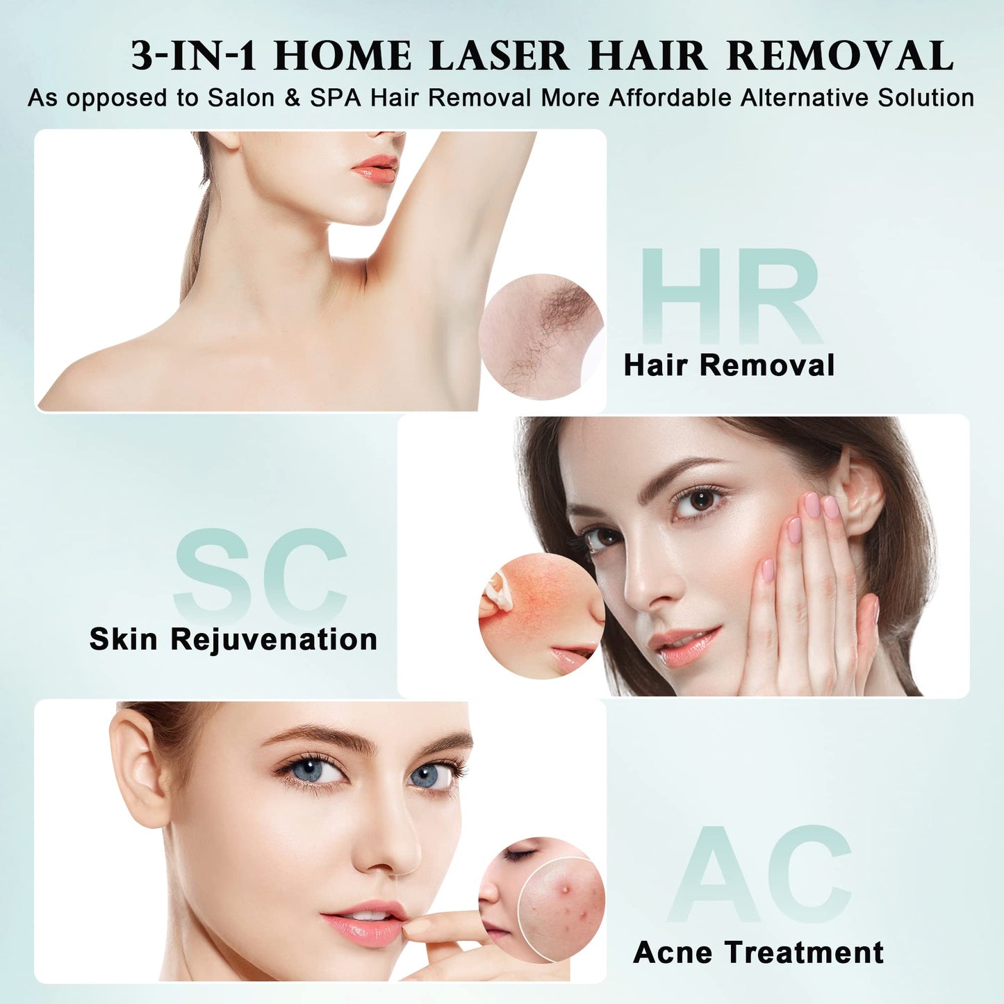 DEESS IPL Laser Hair Removal for Women & Men, GP590 Unlimited Flashes Laser Hair Removal Device with Ice Cooling, 3-in-1 at Home Painless Permanent Hair Remover for Face Arms Armpits Legs Bikini Body - Medaid International