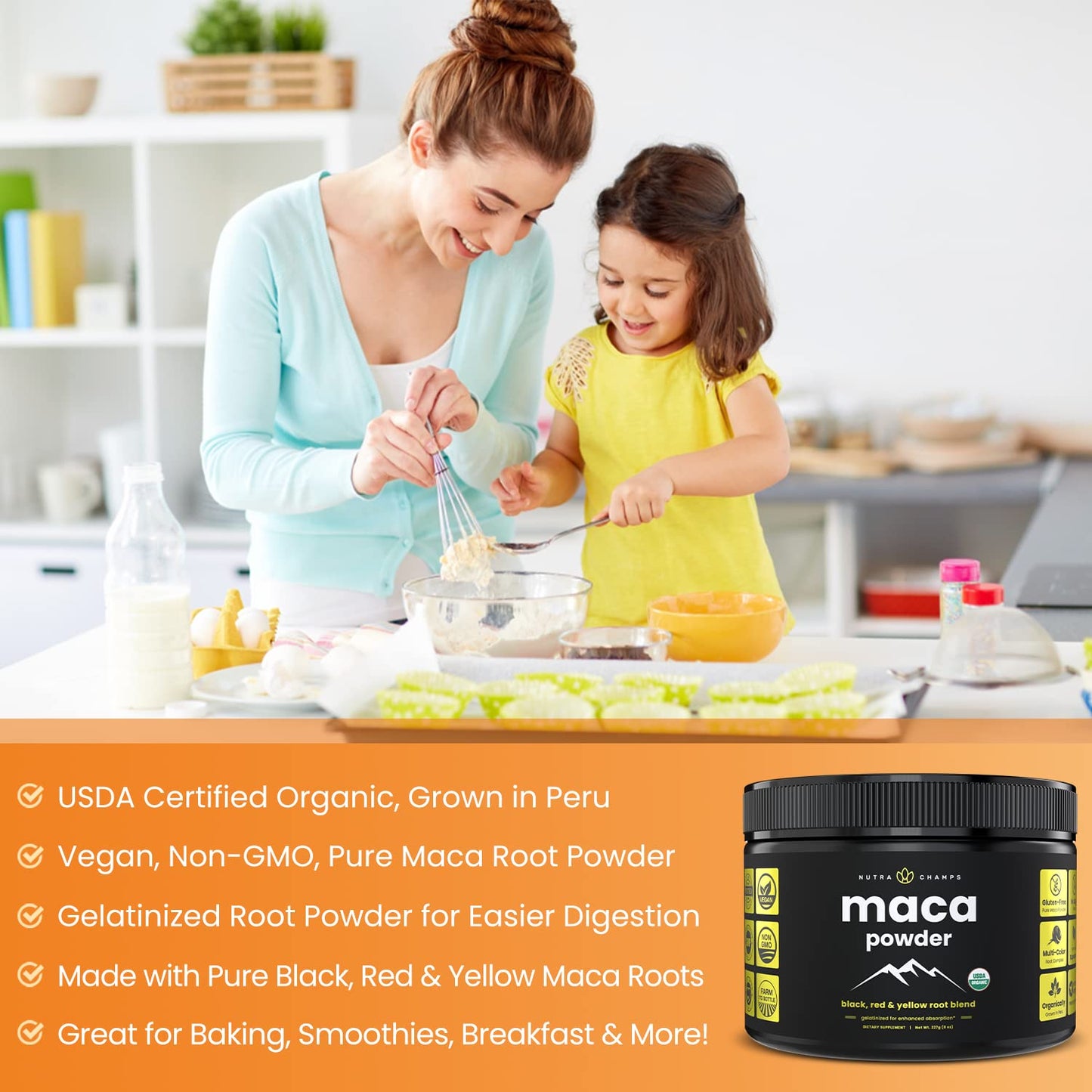 Organic Maca Powder - Peruvian Grown Maca Blend with Yellow, Black & Red Roots - Gelatinized for Superior Bioavailability - Natural, Vegan & Non-GMO, 8oz - Medaid International