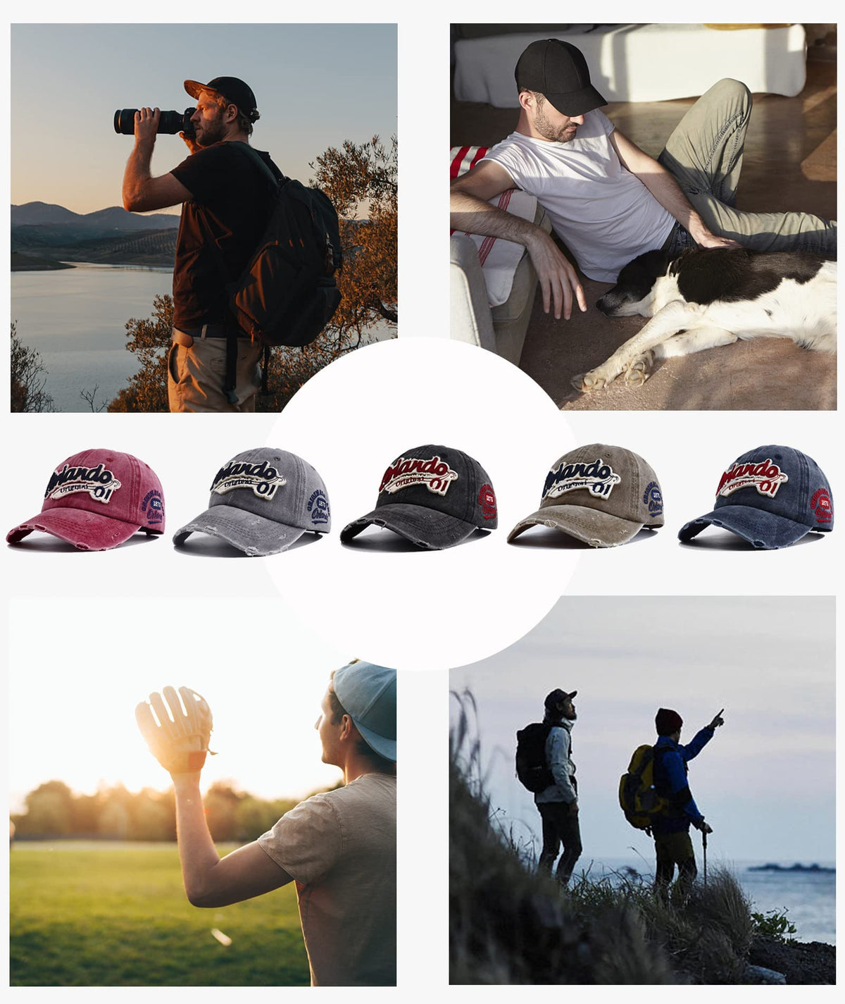 TERRIFI Baseball Cap Mens, Vintage Baseball Trucker Hat, Cotton Embroidered Snapback Cap, Unisex Snapback Outdoor Adjustable Sports Cap(Grey)
