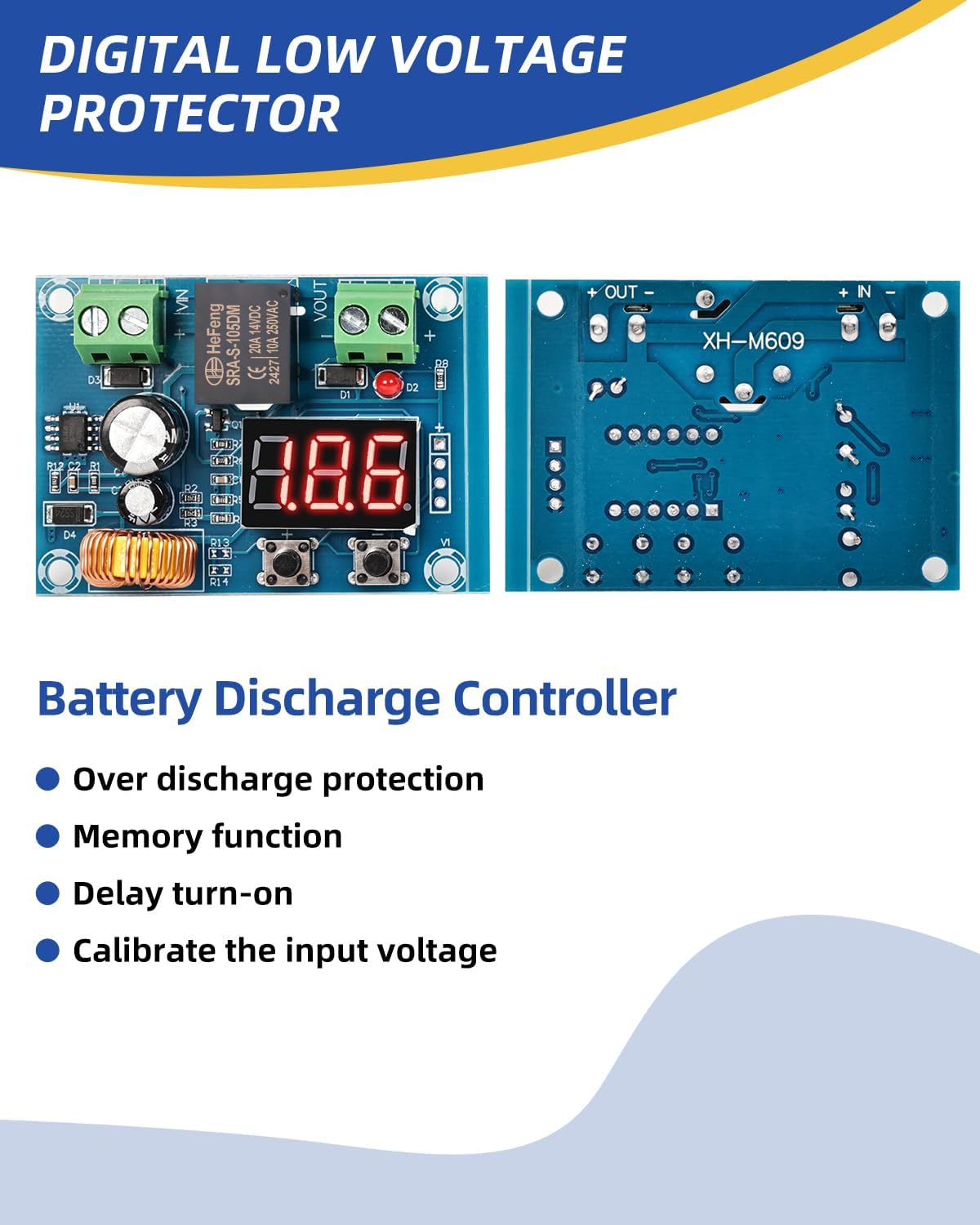 TERRIFI 4PCS DC 12V-36V Voltage Protection Module Digital Low Voltage Protector Disconnect Switch Cut Off Over Discharge Protection Module