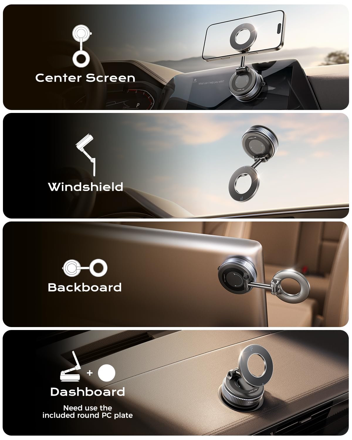 MRGLAS 2026 Upgraded Vacuum Magnetic Phone Holders for Your Car 360° Adjustable Absorption Magnetic Bracket 98LBS Magsafe Suction Cup Phone Mount for iPhone 17 Car Truck Accessories for Men Women - Medaid International
