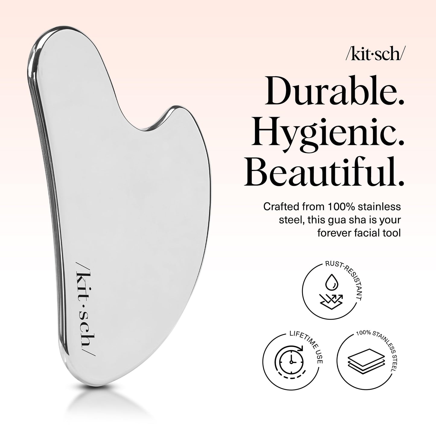 Kitsch Stainless Steel Gua Sha Facial Tools - Guasha Tool for Face, Face Sculpting Tool, Jawline Shaper, Double Chin Reducer, Body Gua Sha Tools, Lymphatic Drainage Massager, Facial Skin Care - Silver - Medaid International