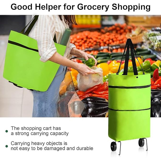 Collapsible Shopping Trolley Bag – Foldable Cart with Wheels