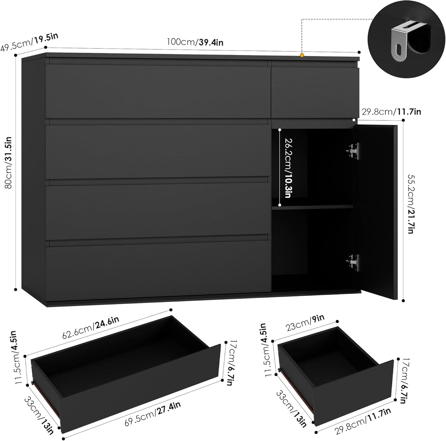 5 Drawer Modern Dresser