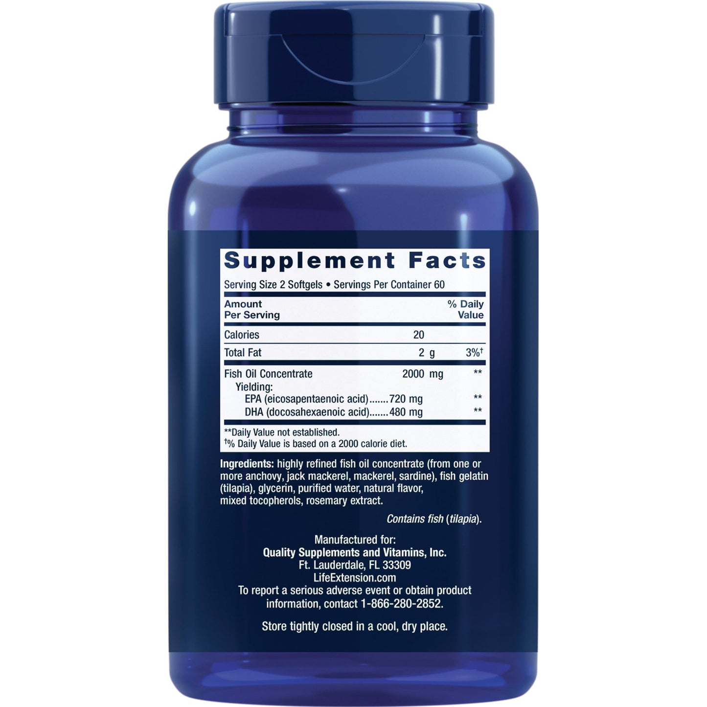 Life Extension Mega EPA/DHA, Omega-3 Fatty acids, Heart & Brain Health, Non-GMO, Gluten-Free, 120 softgels - Medaid International