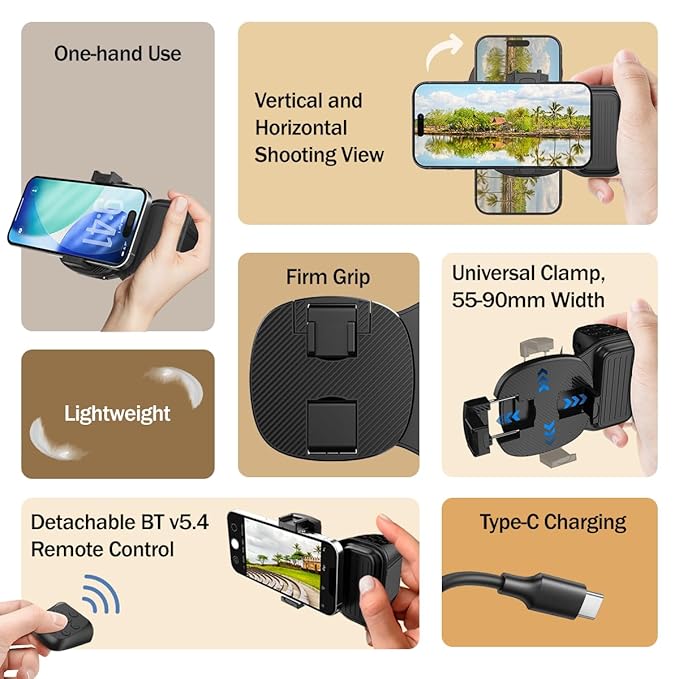 Phone Camera Grip Handle – Bluetooth Remote Shutter