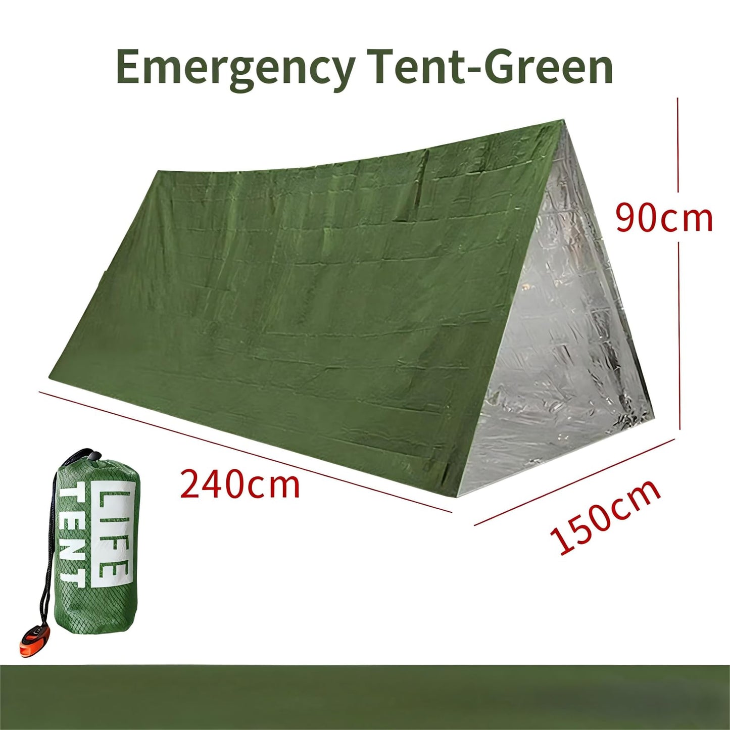 Emergency Survival Tent Kit - 2-Person Mylar Thermal Shelter, Waterproof Windproof Reusable Tube Tent with Whistle Paracord & Tent Clip, Compact Lightweight for Camping, Hiking, Emergency Prep