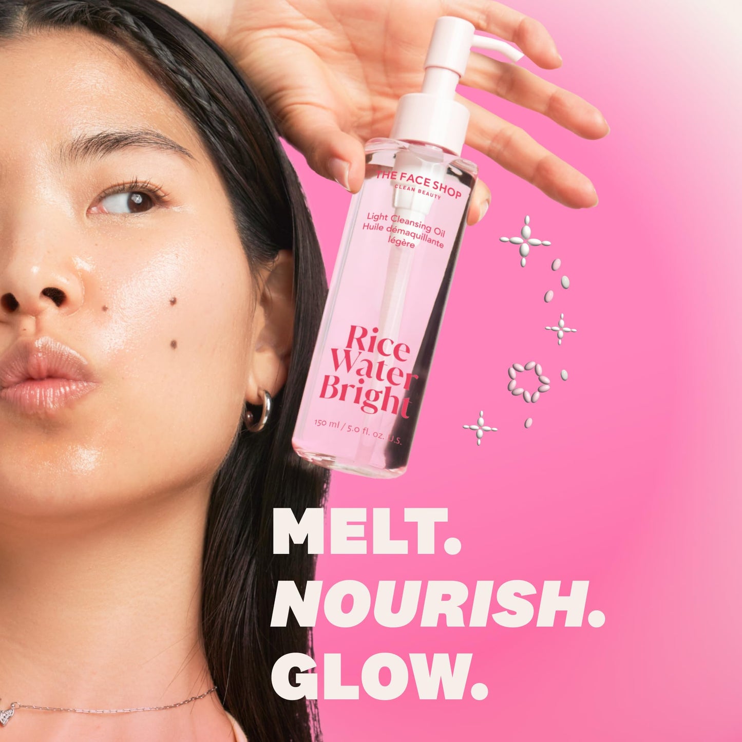 The Face Shop Rice Water Bright Light Facial Cleansing Oil, Daily Makeup Remover, Oil Cleanser, Vegan, Korean Skin Care with Jojoba Oil, Face Pore Cleanser, 150ml - Medaid International