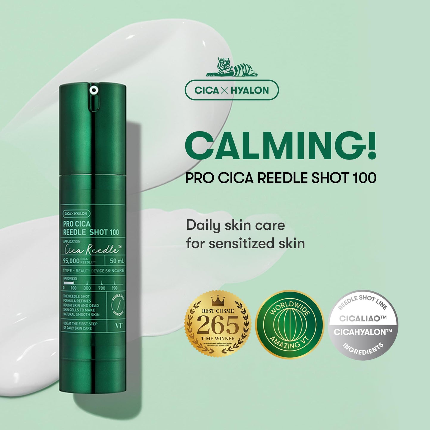 VT COSMETICS Pro Cica Reedle Shot 100, Centella Asiatica Microneedling Serum, Cica Exosome, Soothing, Hyaluronic Acid, Soft Skin, Glass Skin, Korean Skin Booster 1.69 Fl Oz.(50ml) - Medaid International