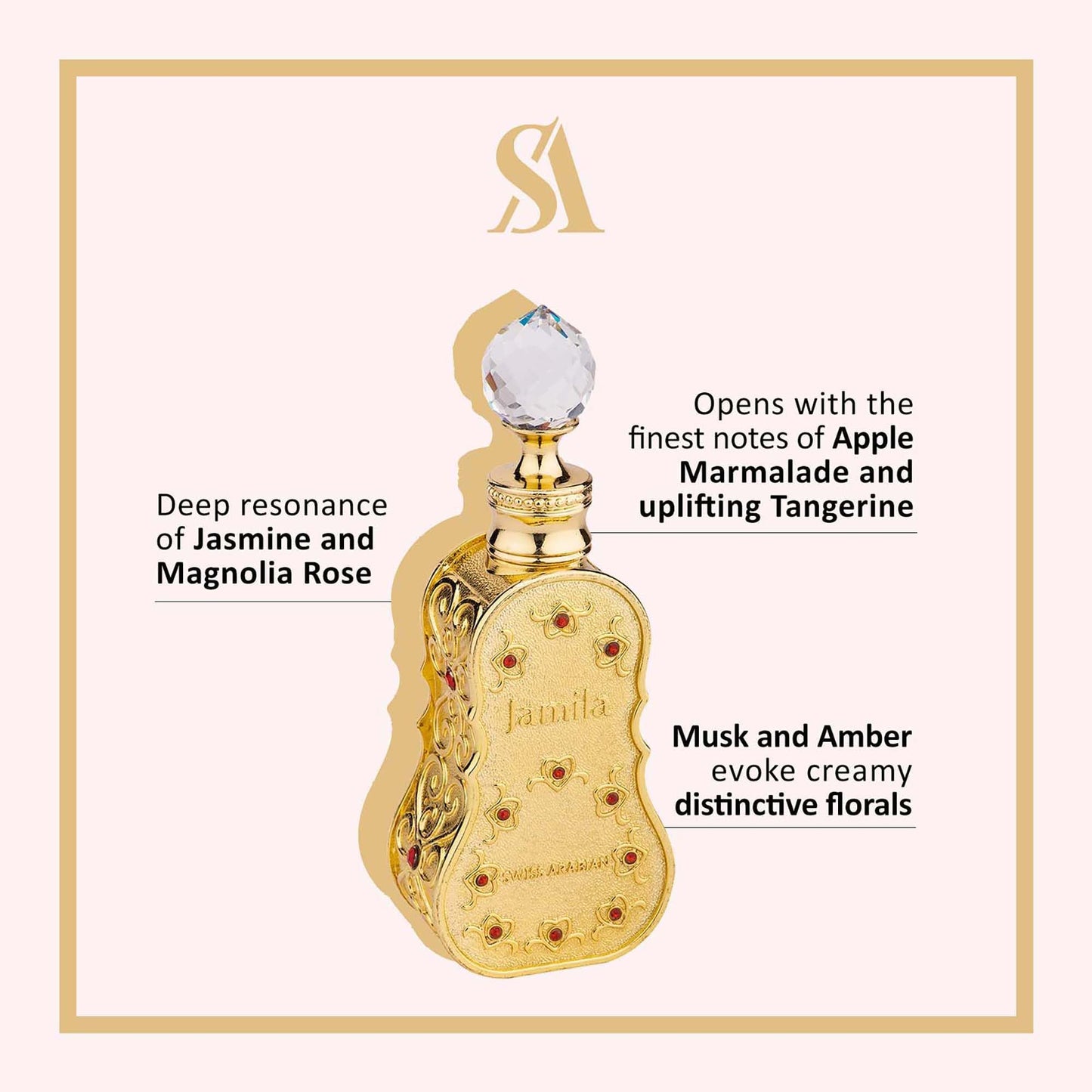 Swiss Arabian Jamila - Luxury Products From Dubai - Long Lasting And Addictive Personal Perfume Oil Fragrance - A Seductive Signature Aroma - 0.5 Oz - Medaid International