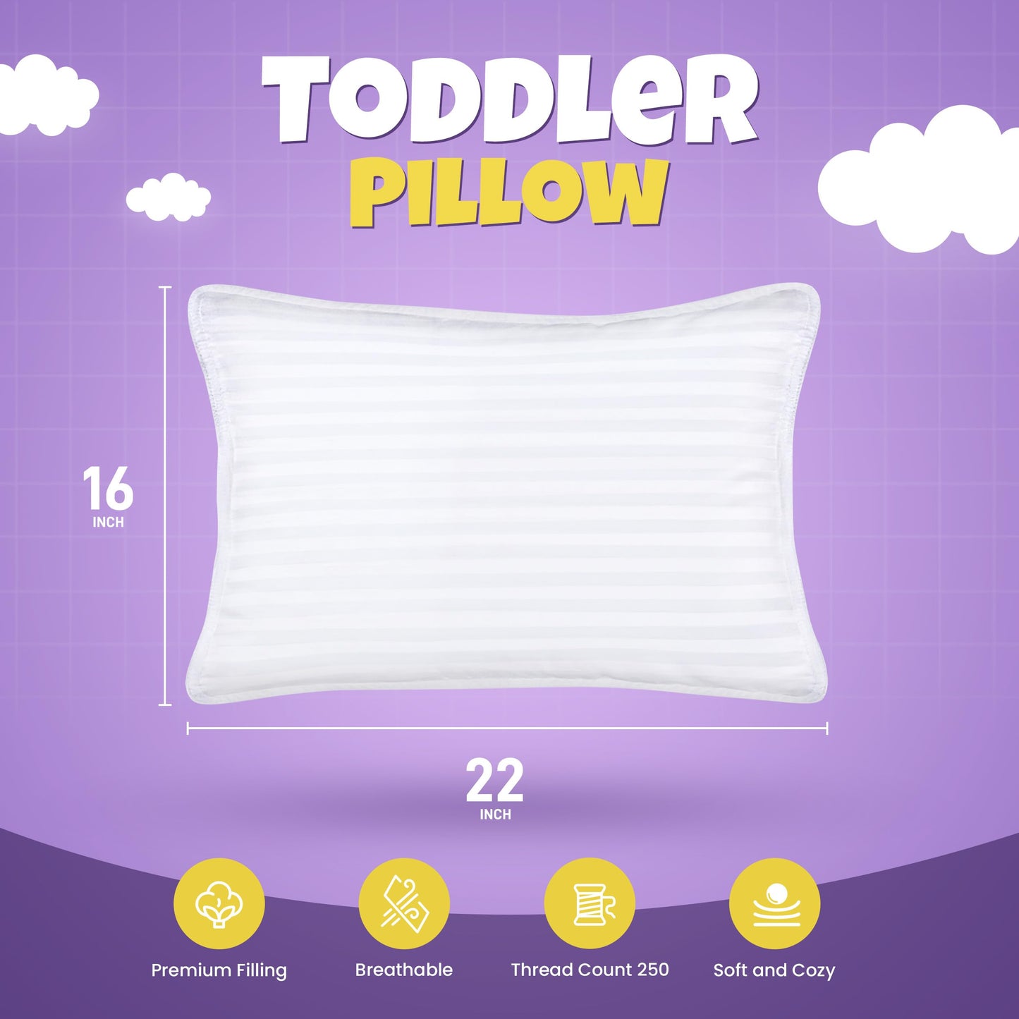 Utopia Bedding Youth Pillow (White, 2 Pack), 16x22 Kids Pillow for Sleeping, Soft and Breathable Cotton Blend Shell, Polyester Filling, Perfect for Kids Bed and Travel (Intended for Age 5 and up) - Medaid International
