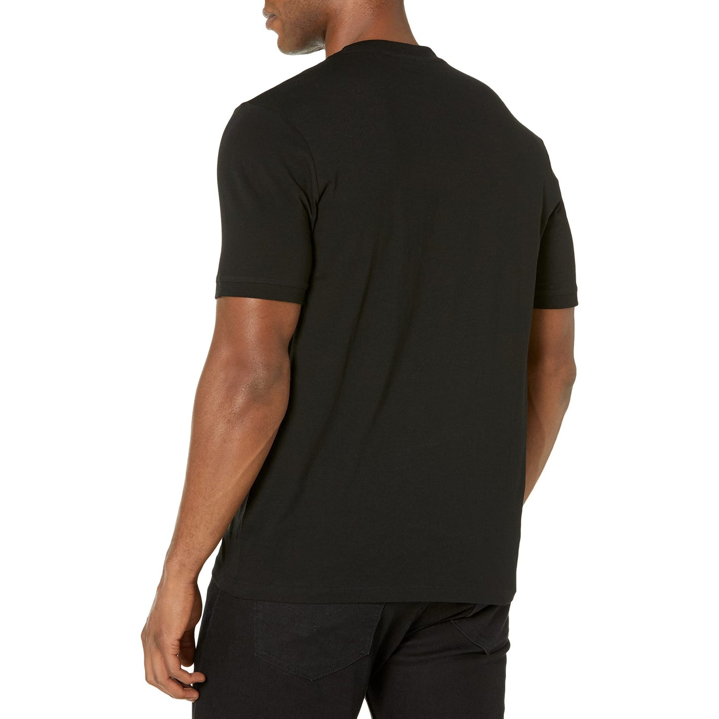 HUGO Mens Ribbed Crew Neck Regular Fit Center Logo T-Shirt, Raven Black, X-Large US - Medaid International